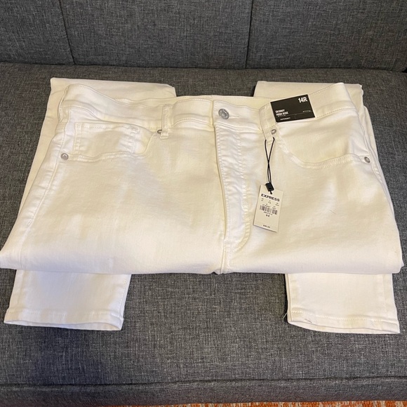 Express Denim - Express High Waist Skinny Super Soft White Jeans Regular Fit Size 14 Women